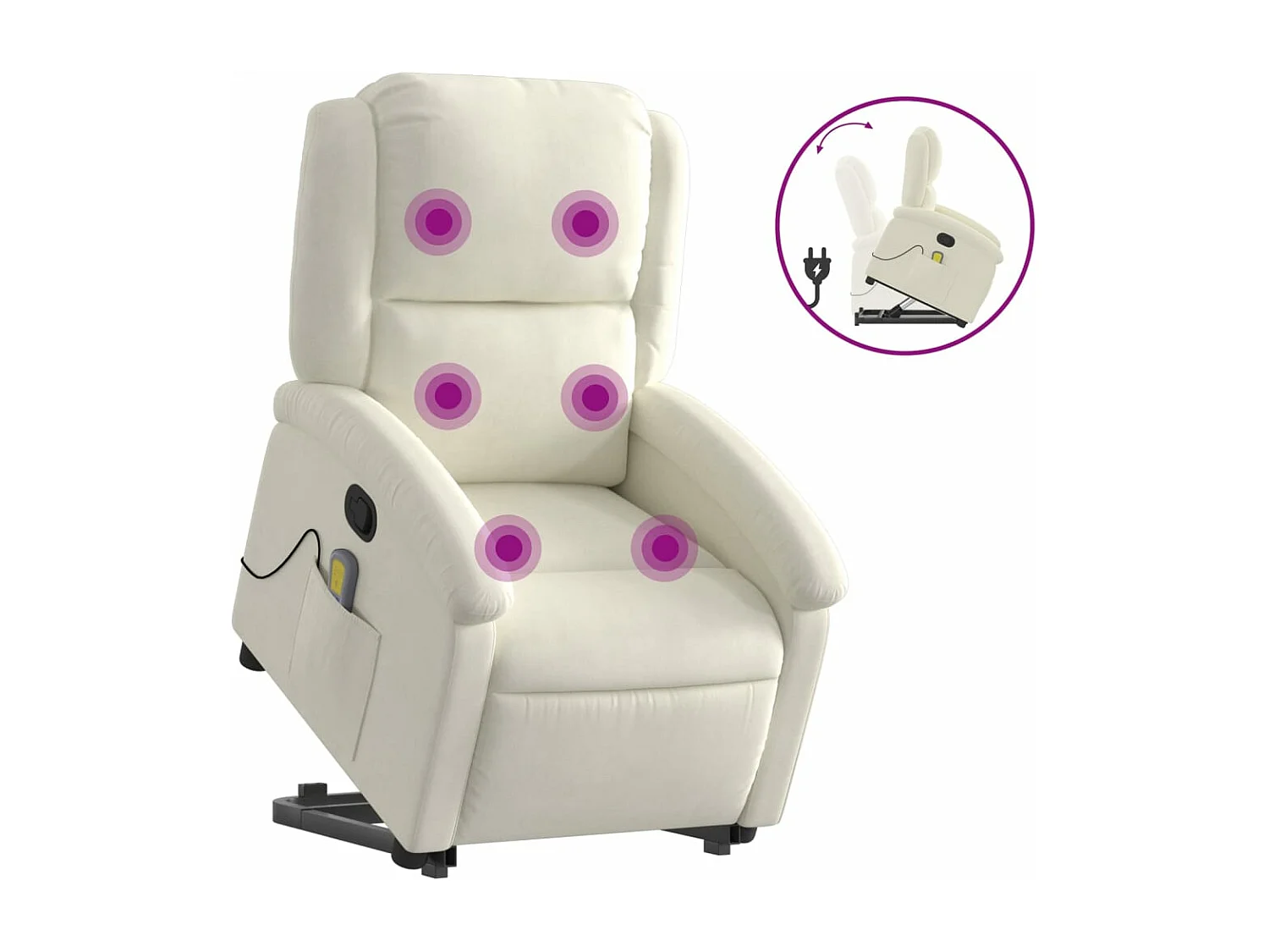 Fauteuil de massage inclinable Crème Velours
