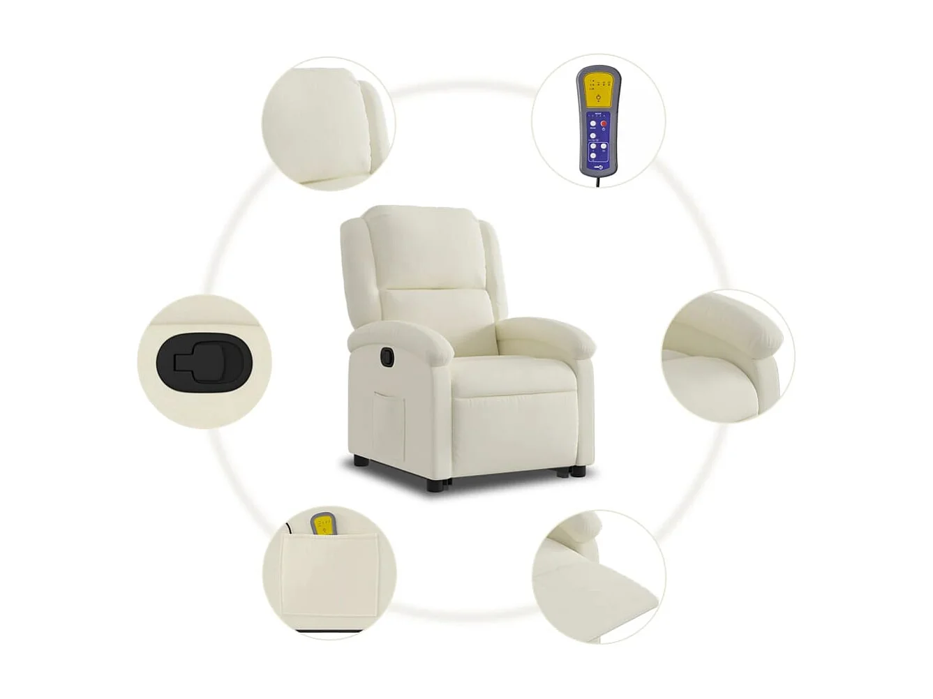 Fauteuil de massage inclinable Crème Velours