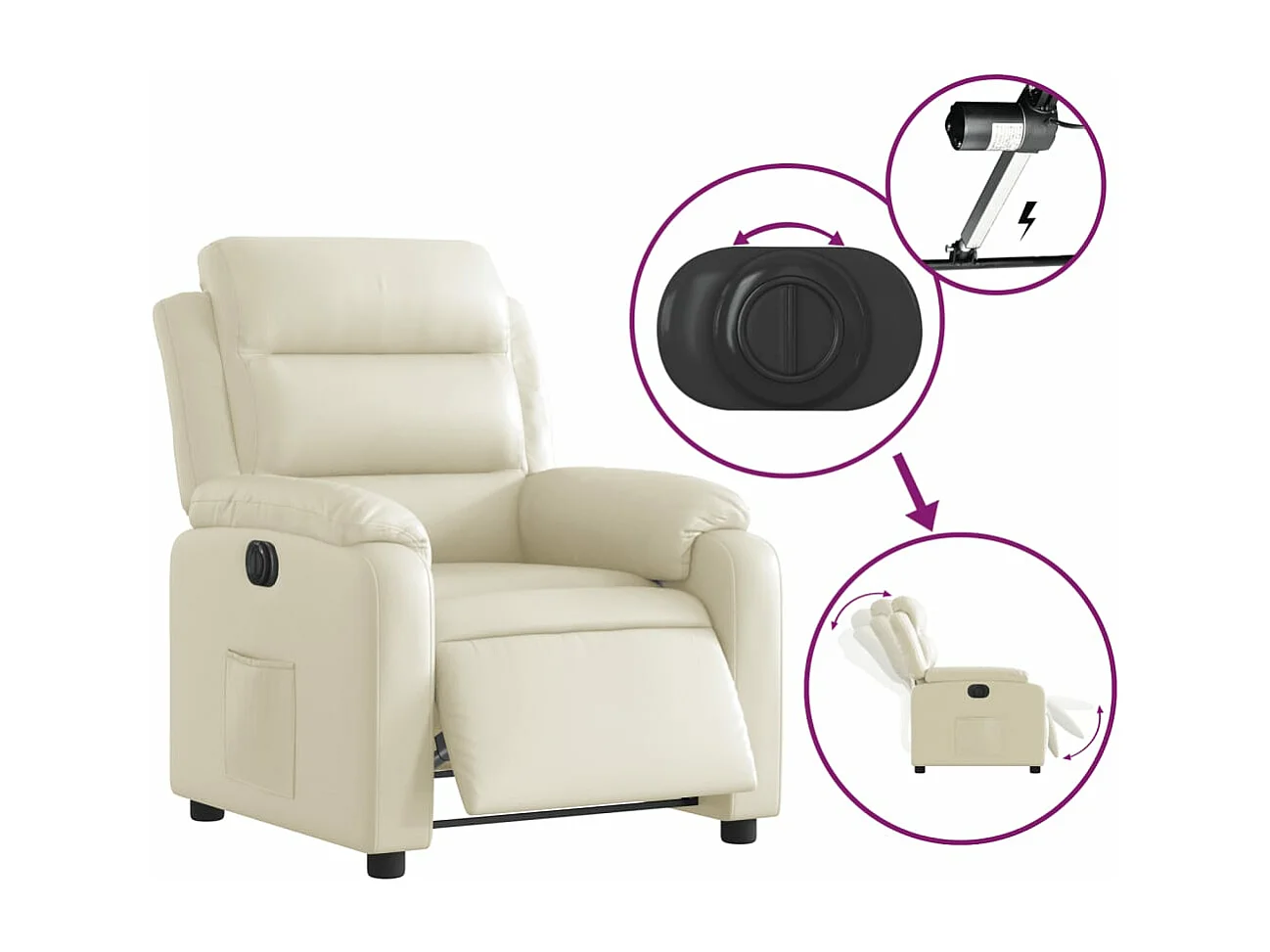 Relaxsessel Elektrisch Creme Kunstleder