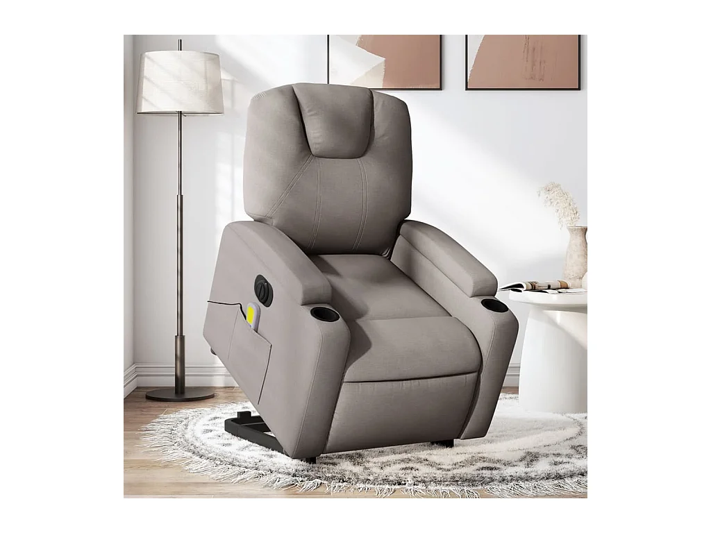 Fauteuil inclinable de massage électrique Taupe Tissu