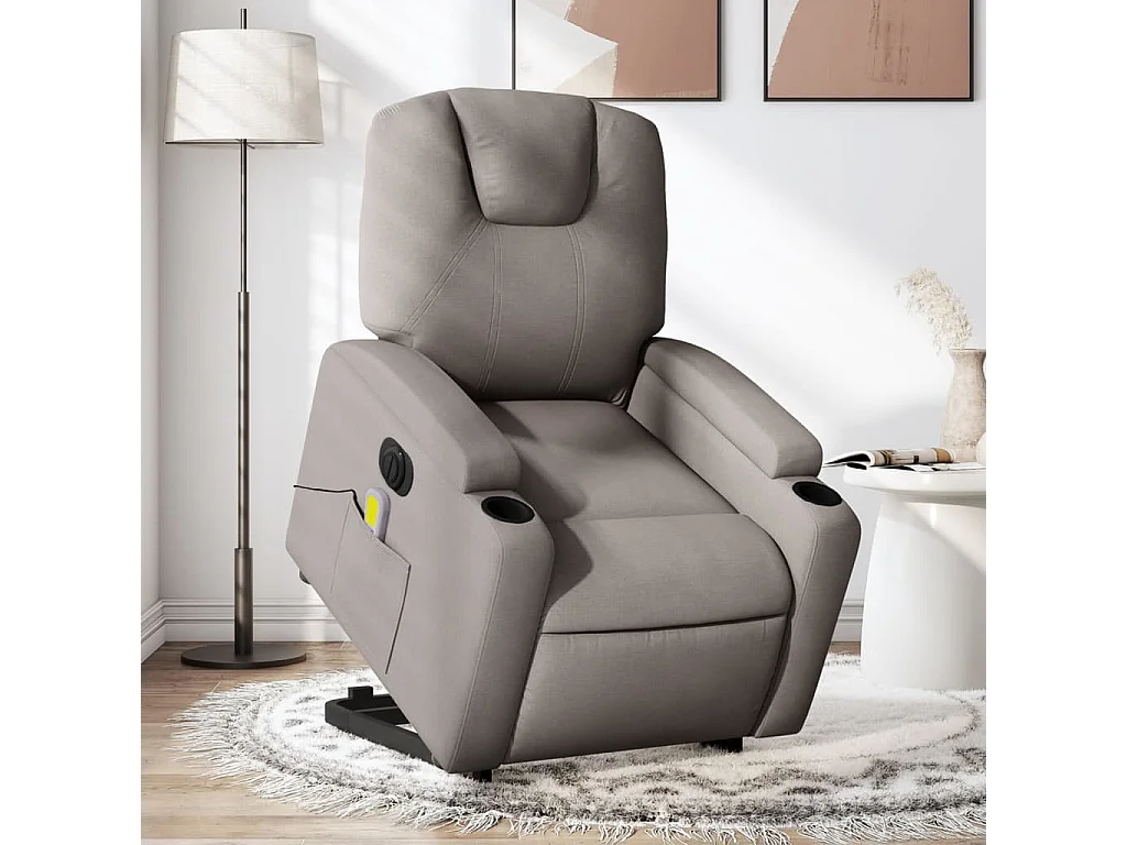 Fauteuil inclinable de massage électrique Taupe Tissu
