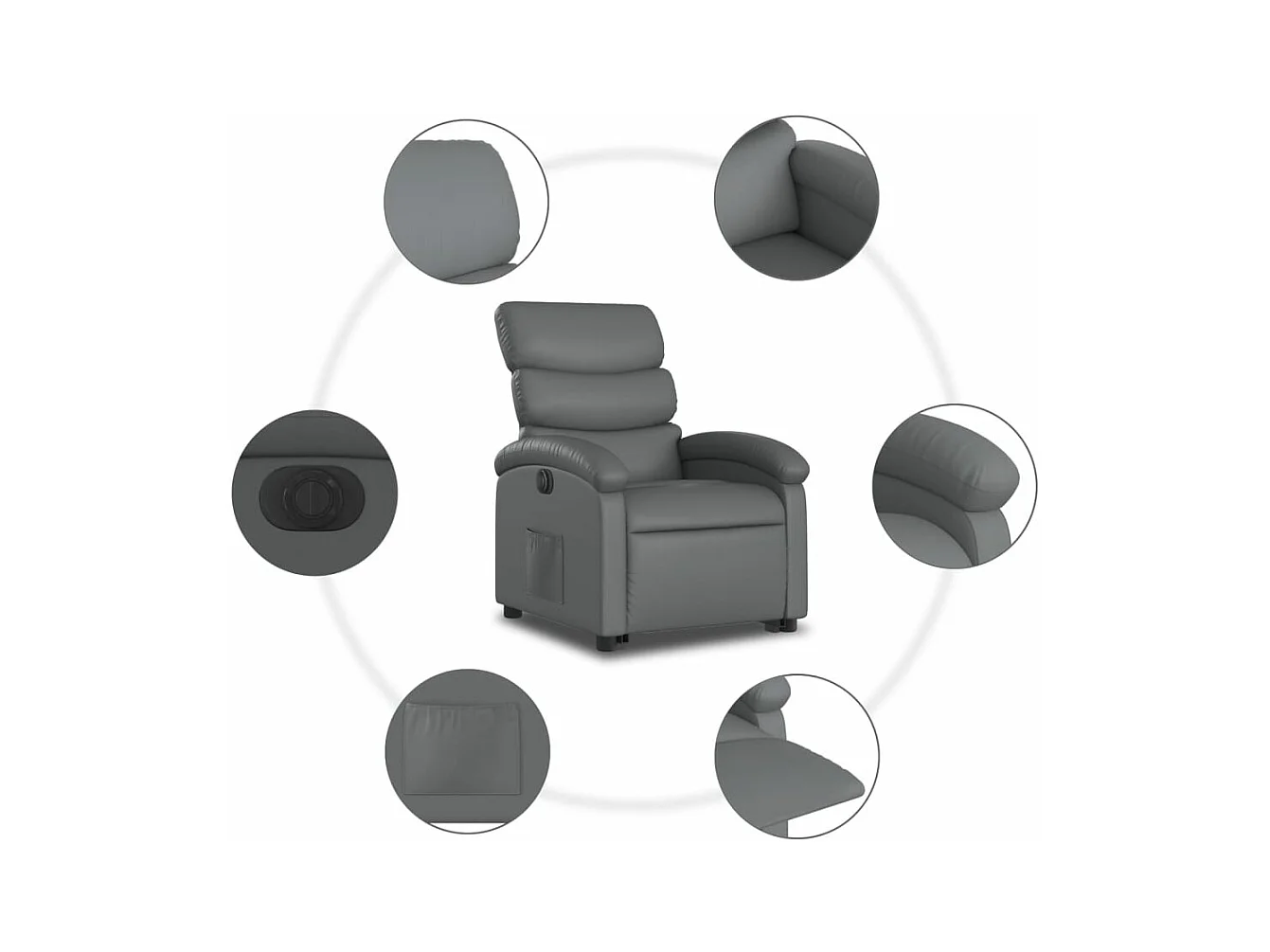 Fauteuil inclinable électrique gris similicuir