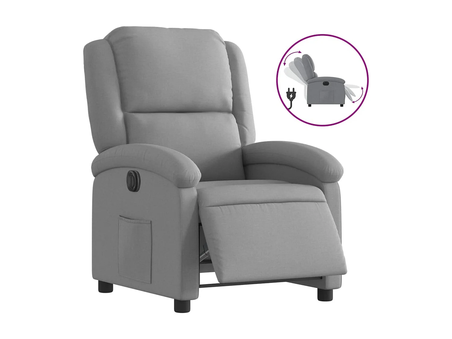 Fauteuil inclinable électrique Gris clair Tissu
