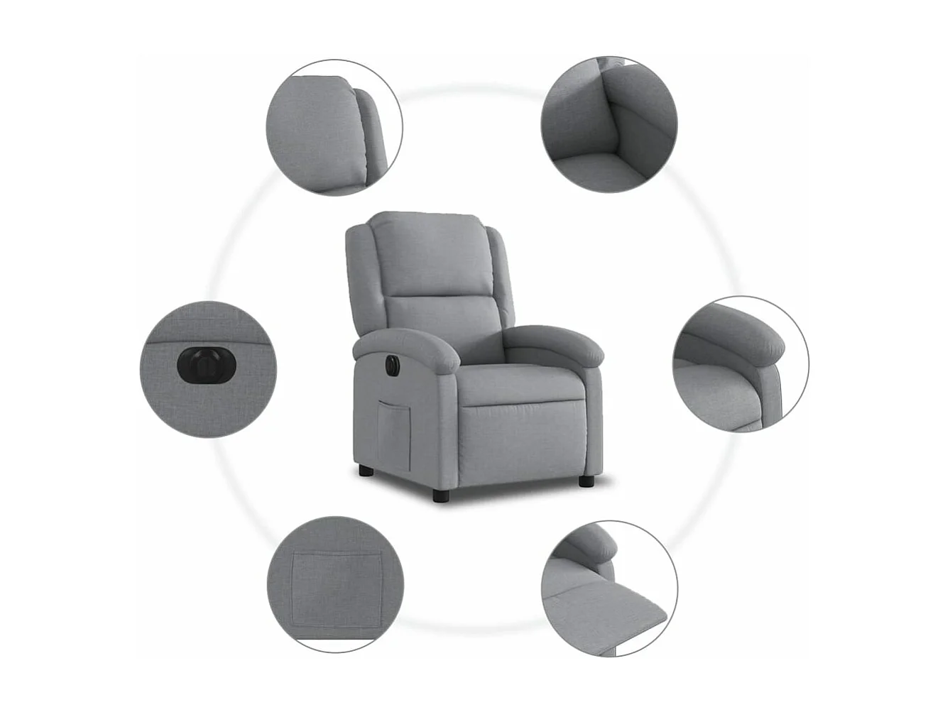 Fauteuil inclinable électrique Gris clair Tissu