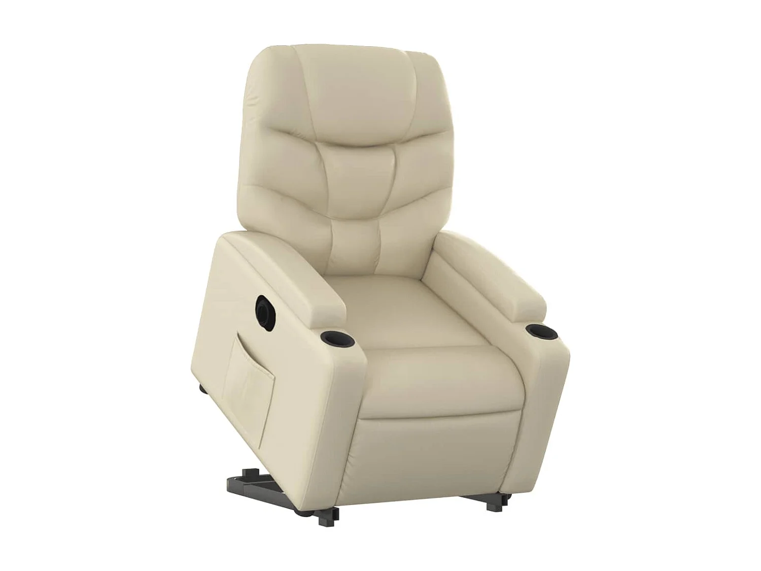 Sillón reclinable elevable eléctrico de cuero sintético crema