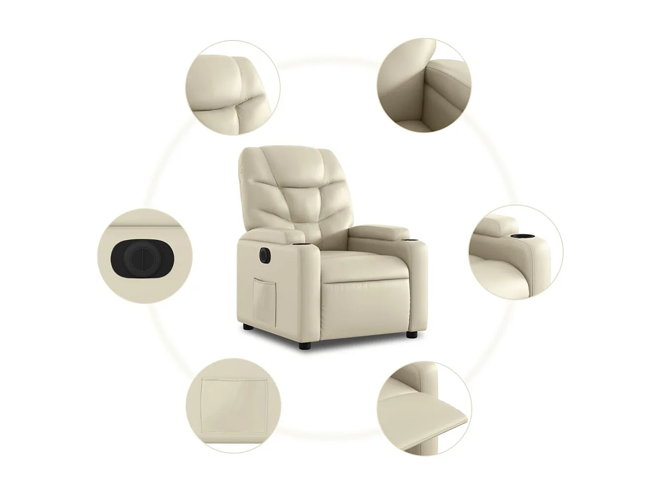 Fauteuil inclinable électrique crème similicuir