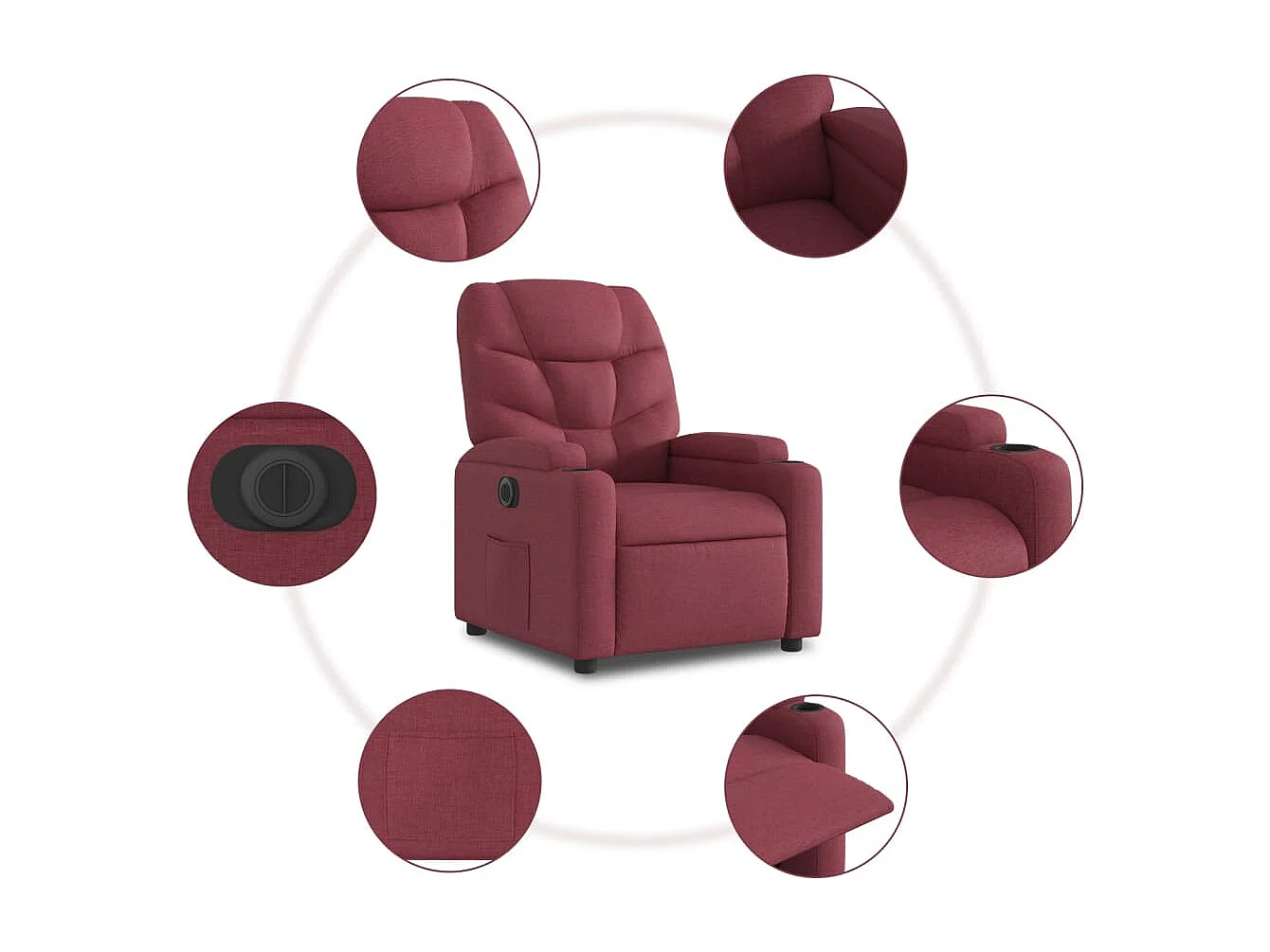 Fauteuil inclinable électrique rouge bordeaux tissu