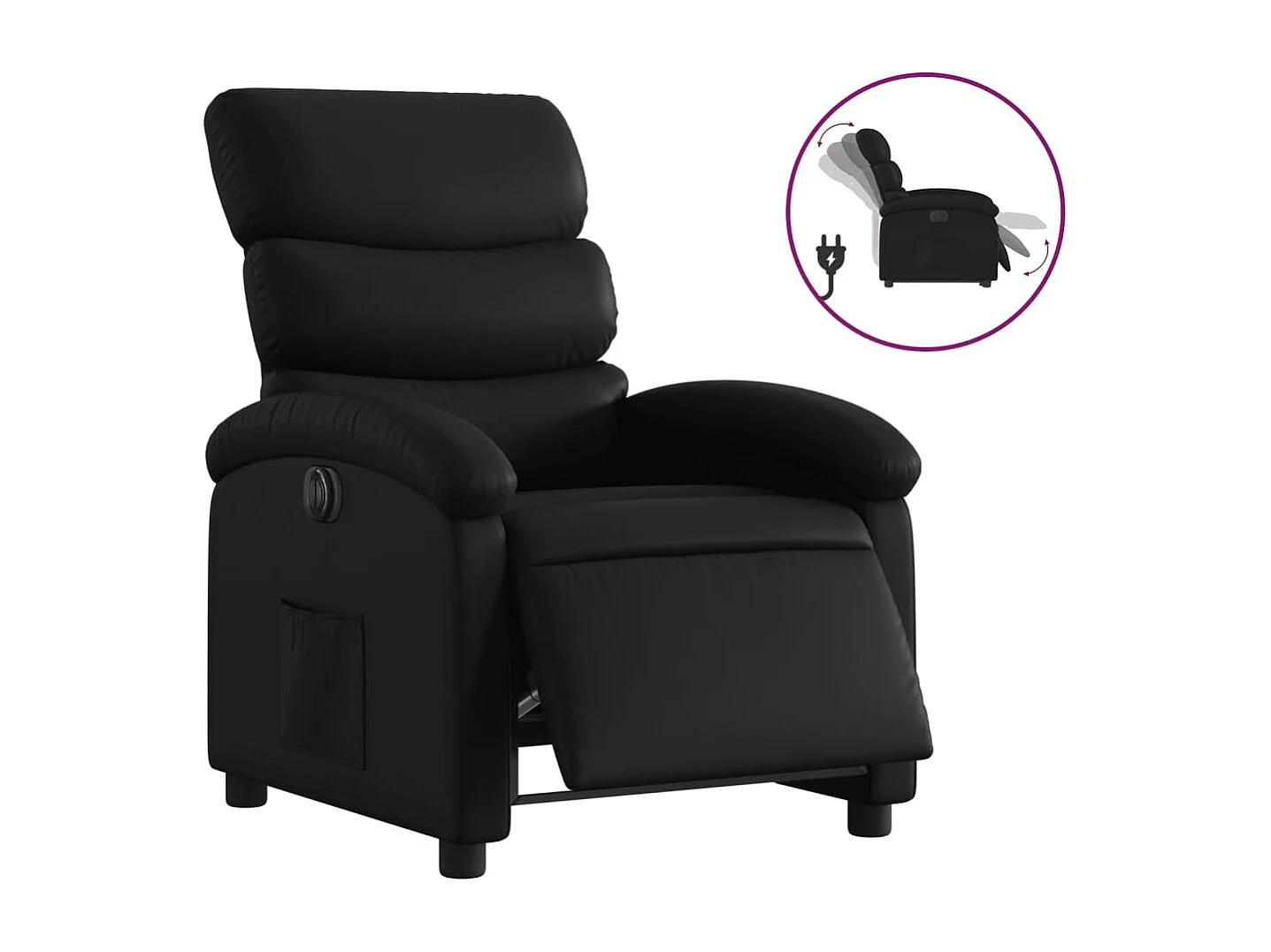 Fauteuil inclinable électrique Noir Similicuir