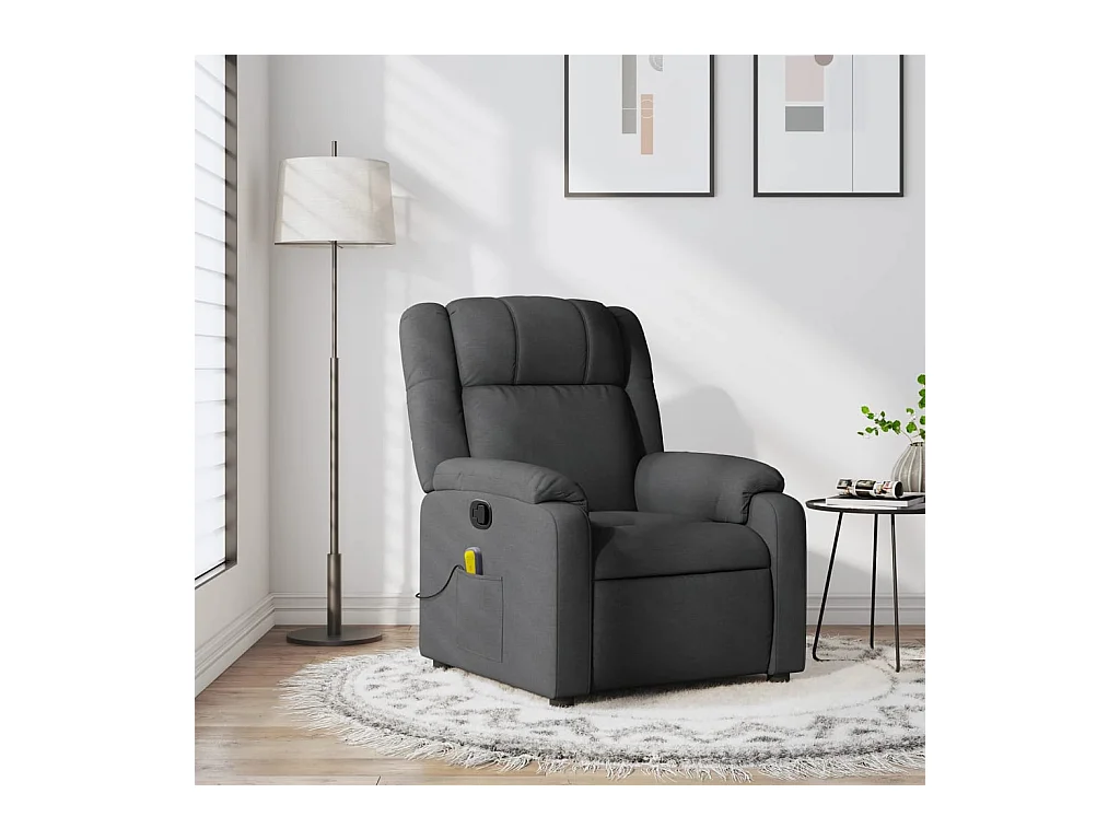 Fauteuil de massage inclinable Gris foncé Tissu