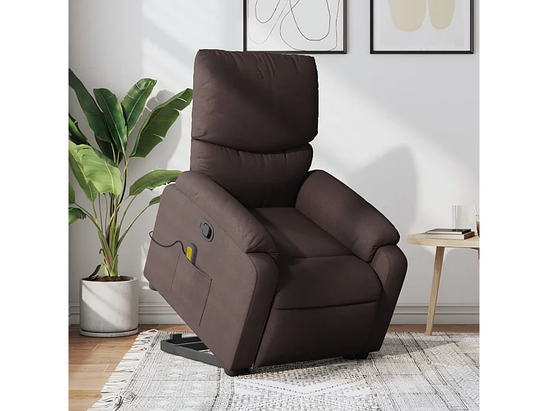Fauteuil inclinable de massage Marron foncé Tissu