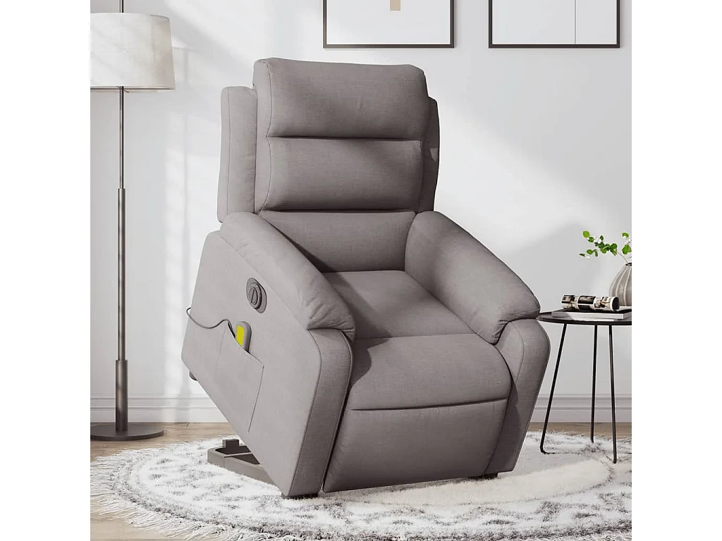 Fauteuil inclinable de massage électrique Taupe Tissu