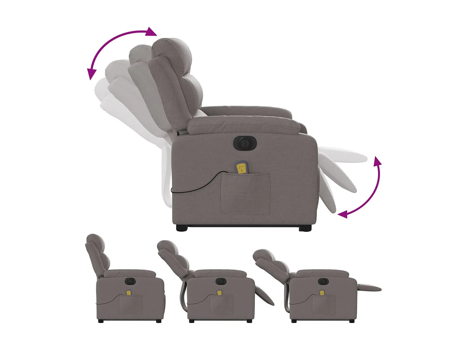 Fauteuil inclinable de massage électrique Taupe Tissu