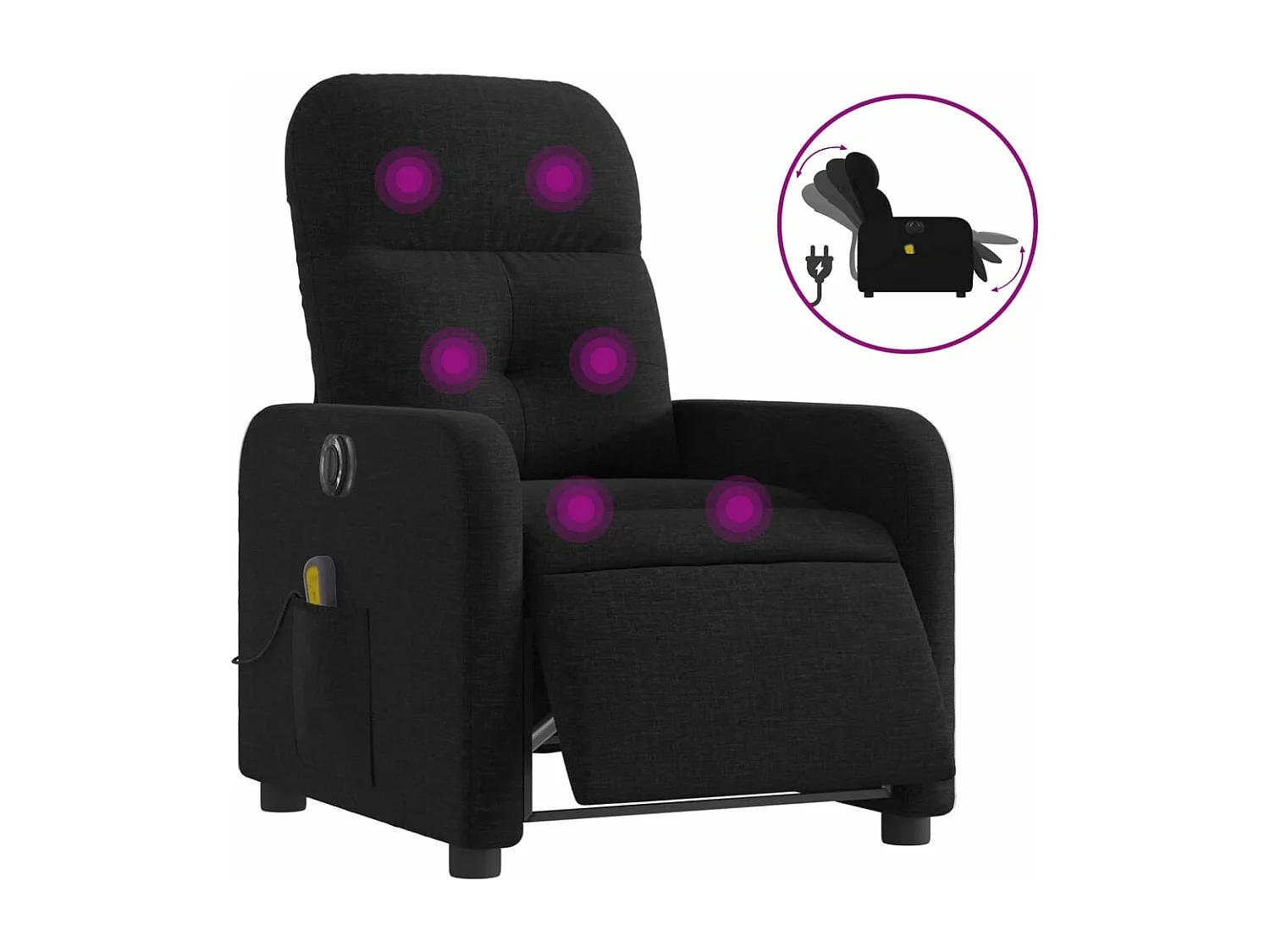 Fauteuil de massage inclinable électrique Noir Tissu
