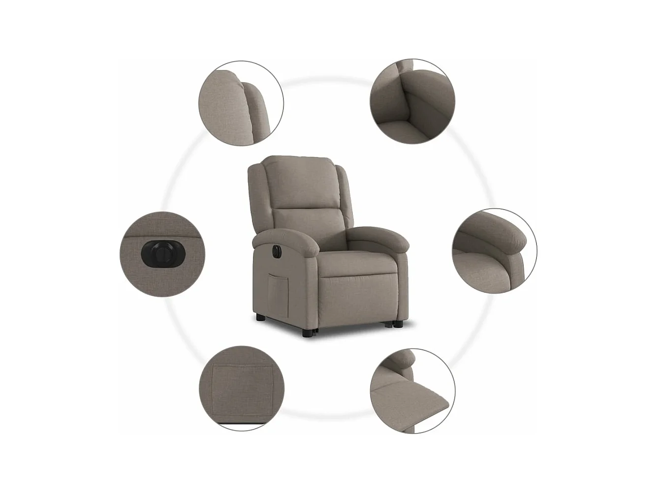 Fauteuil inclinable électrique taupe tissu