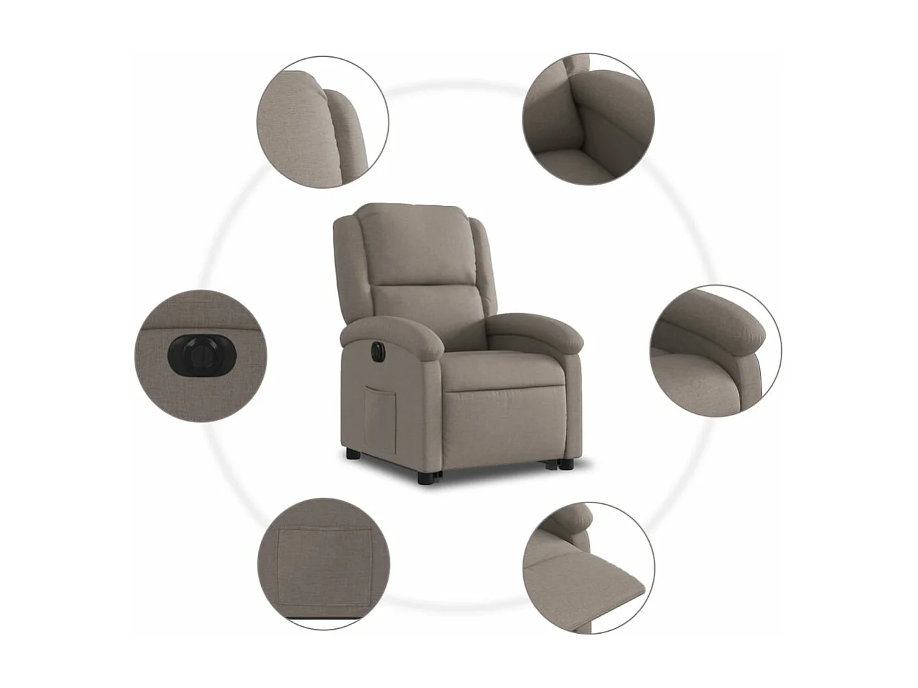 Fauteuil inclinable électrique taupe tissu