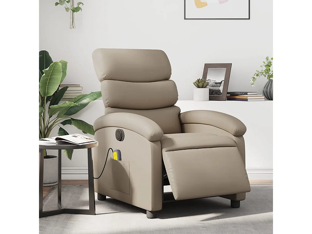 Fauteuil de massage inclinable électrique cappuccino similicuir