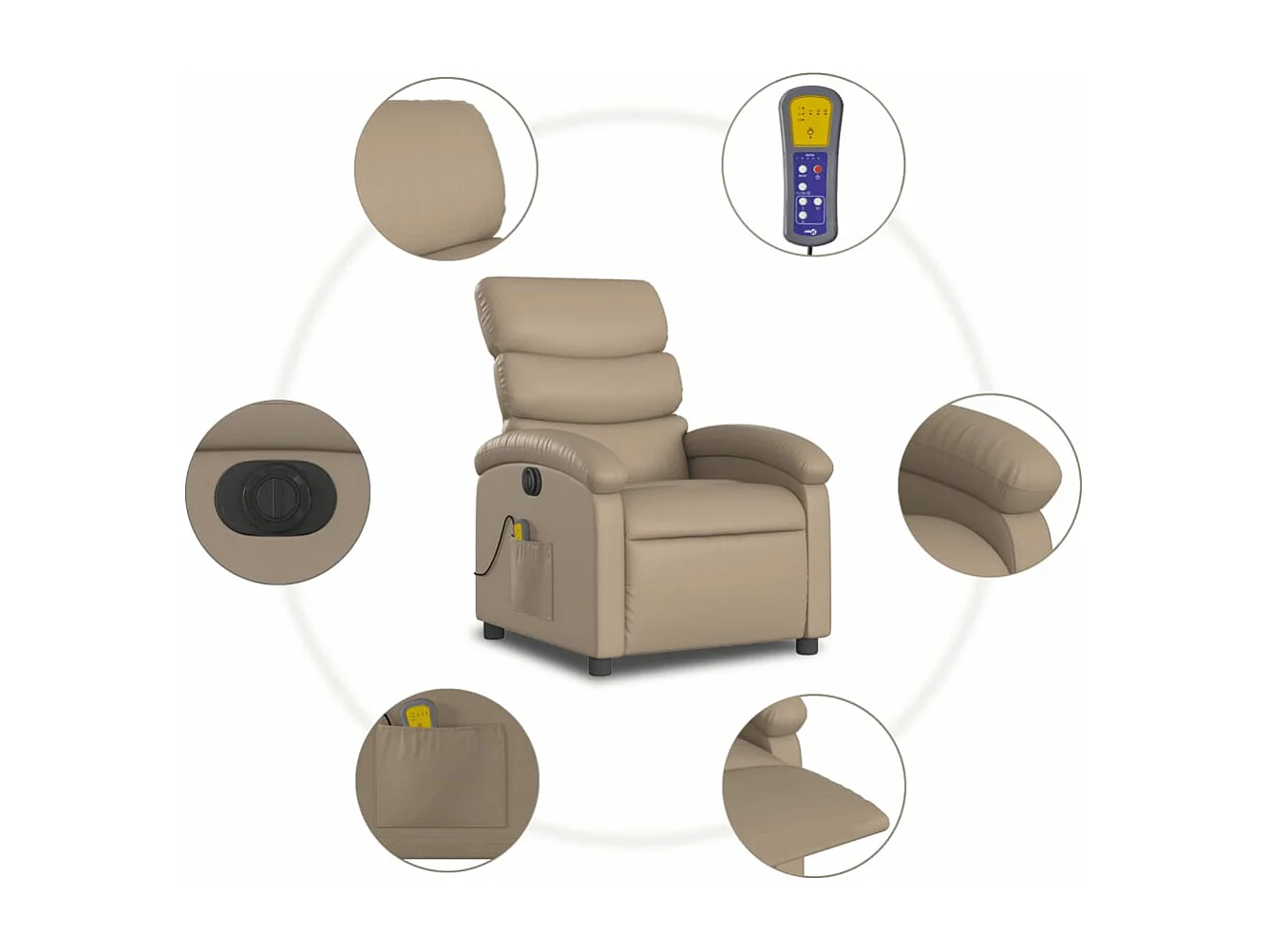 Fauteuil de massage inclinable électrique cappuccino similicuir