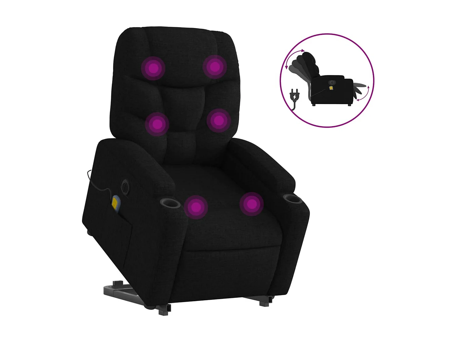 Fauteuil inclinable de massage électrique Noir Tissu