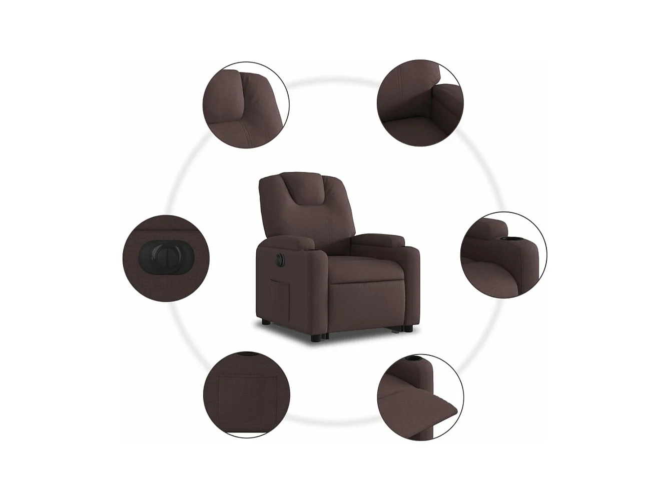 Fauteuil inclinable électrique marron foncé tissu