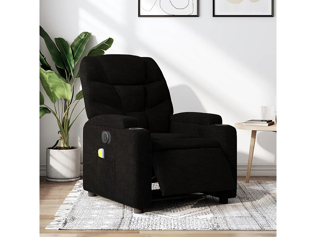Fauteuil de massage inclinable électrique Noir Tissu
