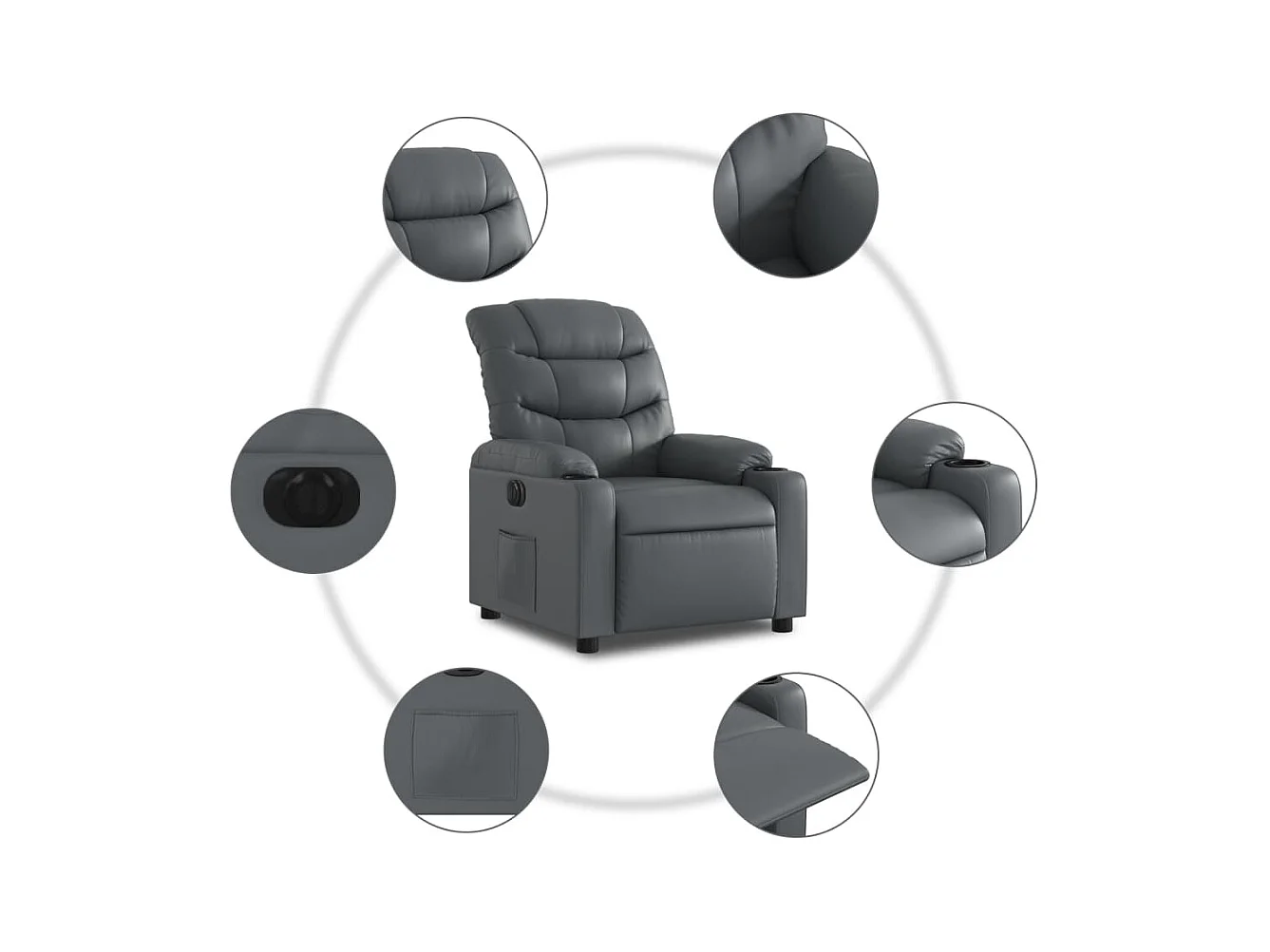 Fauteuil inclinable électrique Gris Similicuir