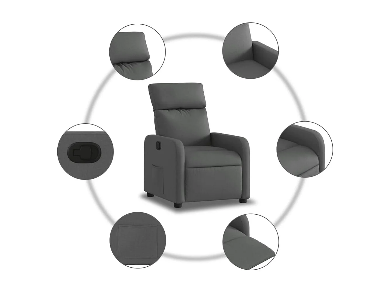 Fauteuil inclinable Gris foncé Tissu