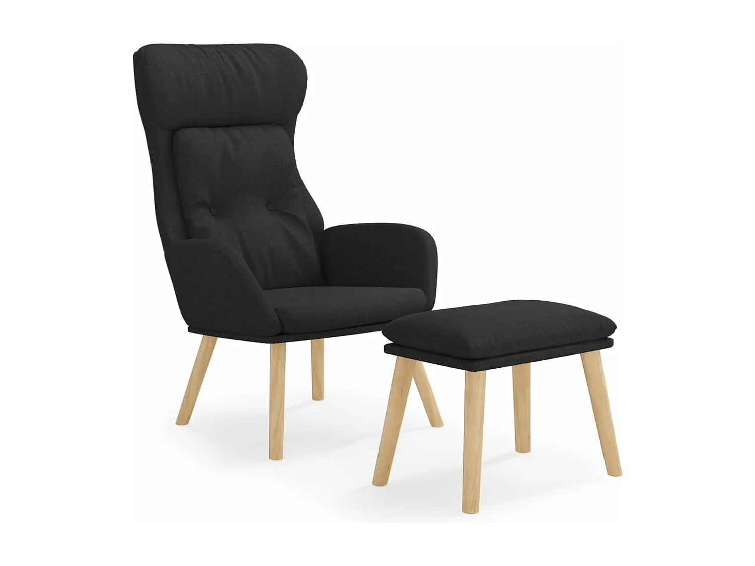 Chaise de relaxation avec repose-pied Noir Tissu