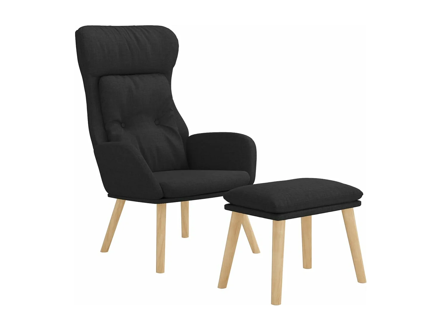 Chaise de relaxation avec repose-pied Noir Tissu