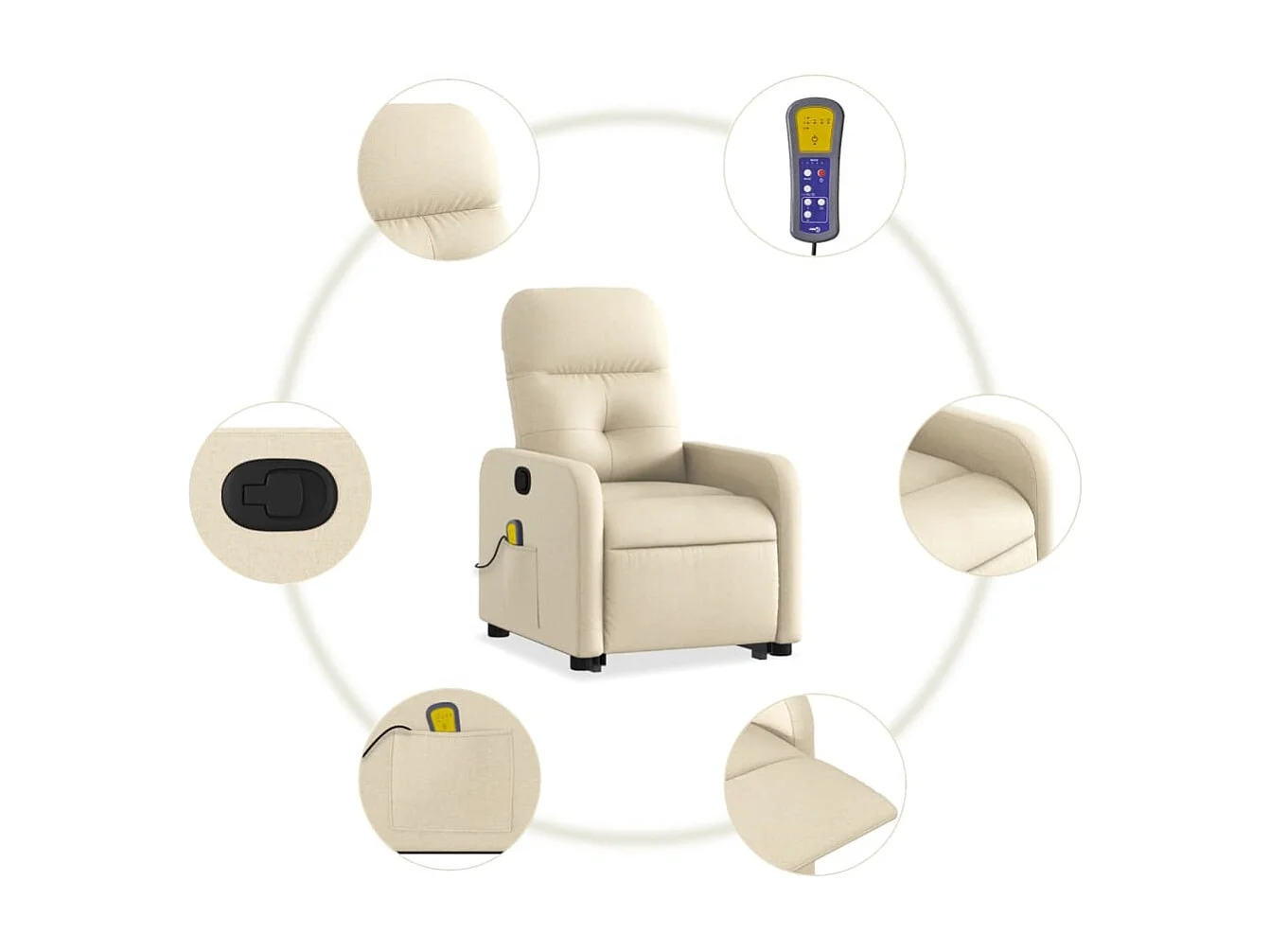 Fauteuil inclinable de massage Crème Tissu