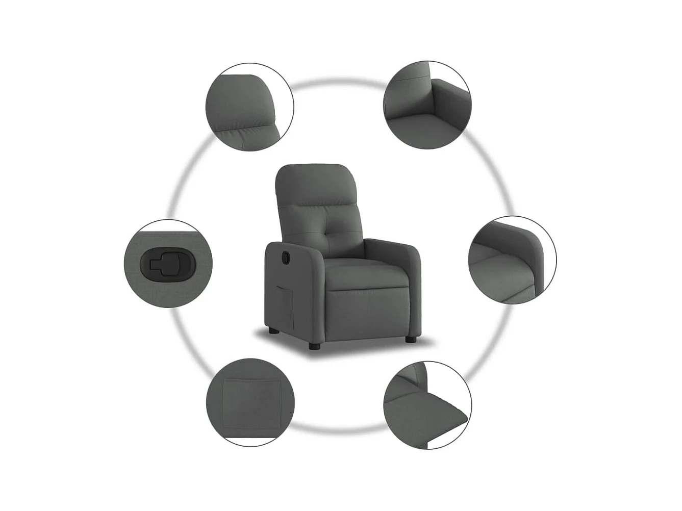 Fauteuil inclinable Gris foncé Tissu