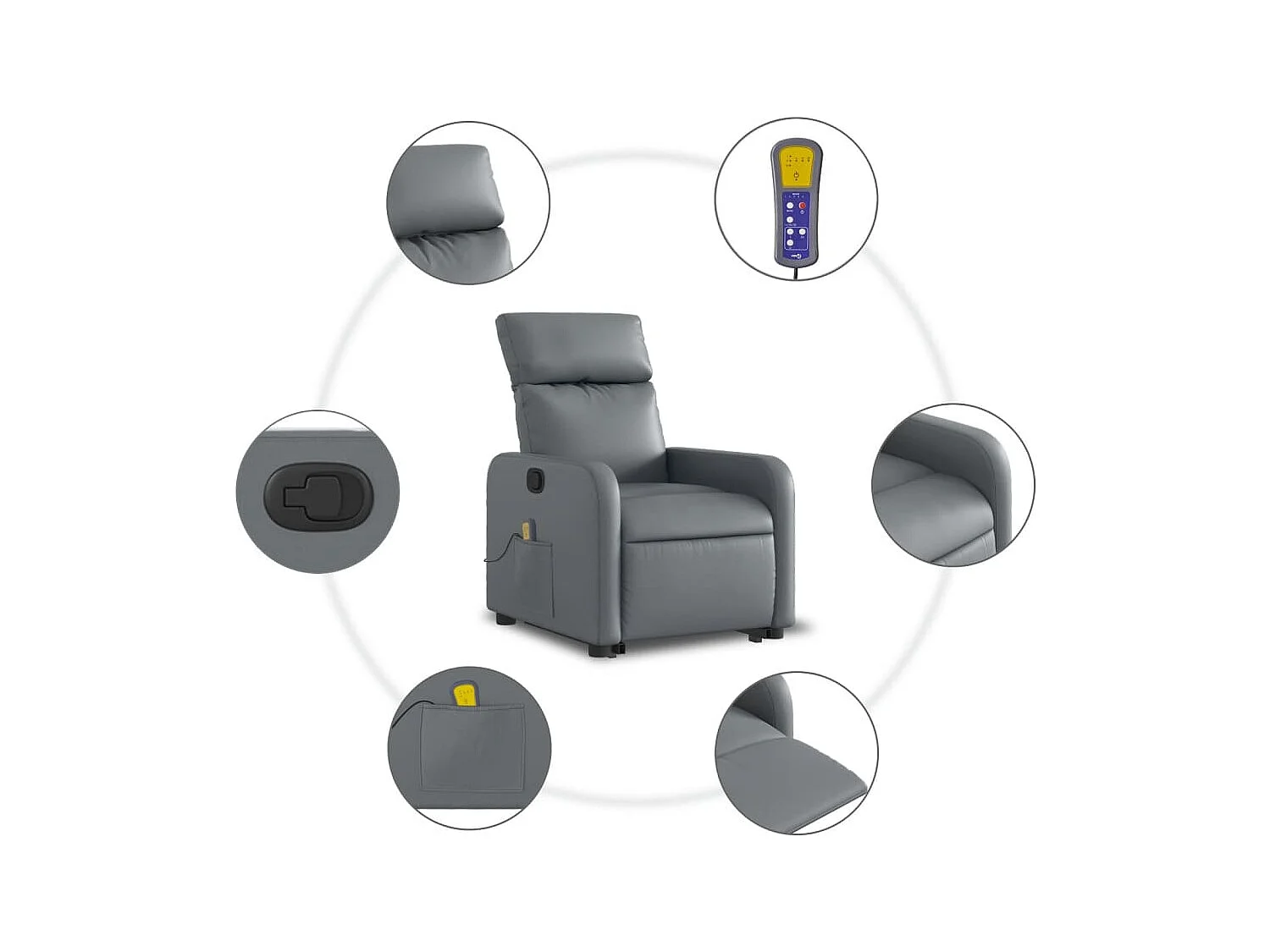 Fauteuil inclinable de massage Gris Similicuir