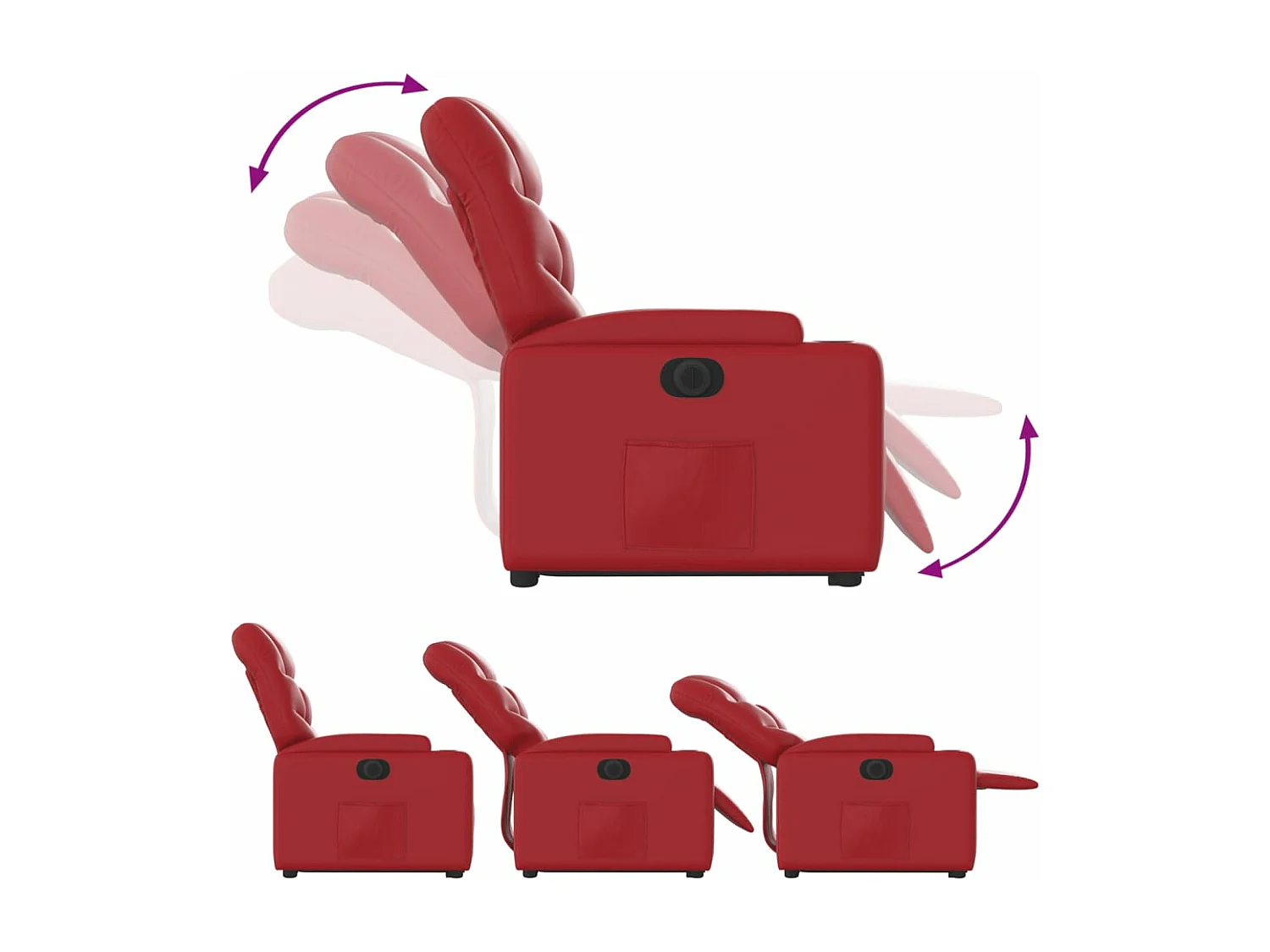 Fauteuil inclinable électrique rouge similicuir