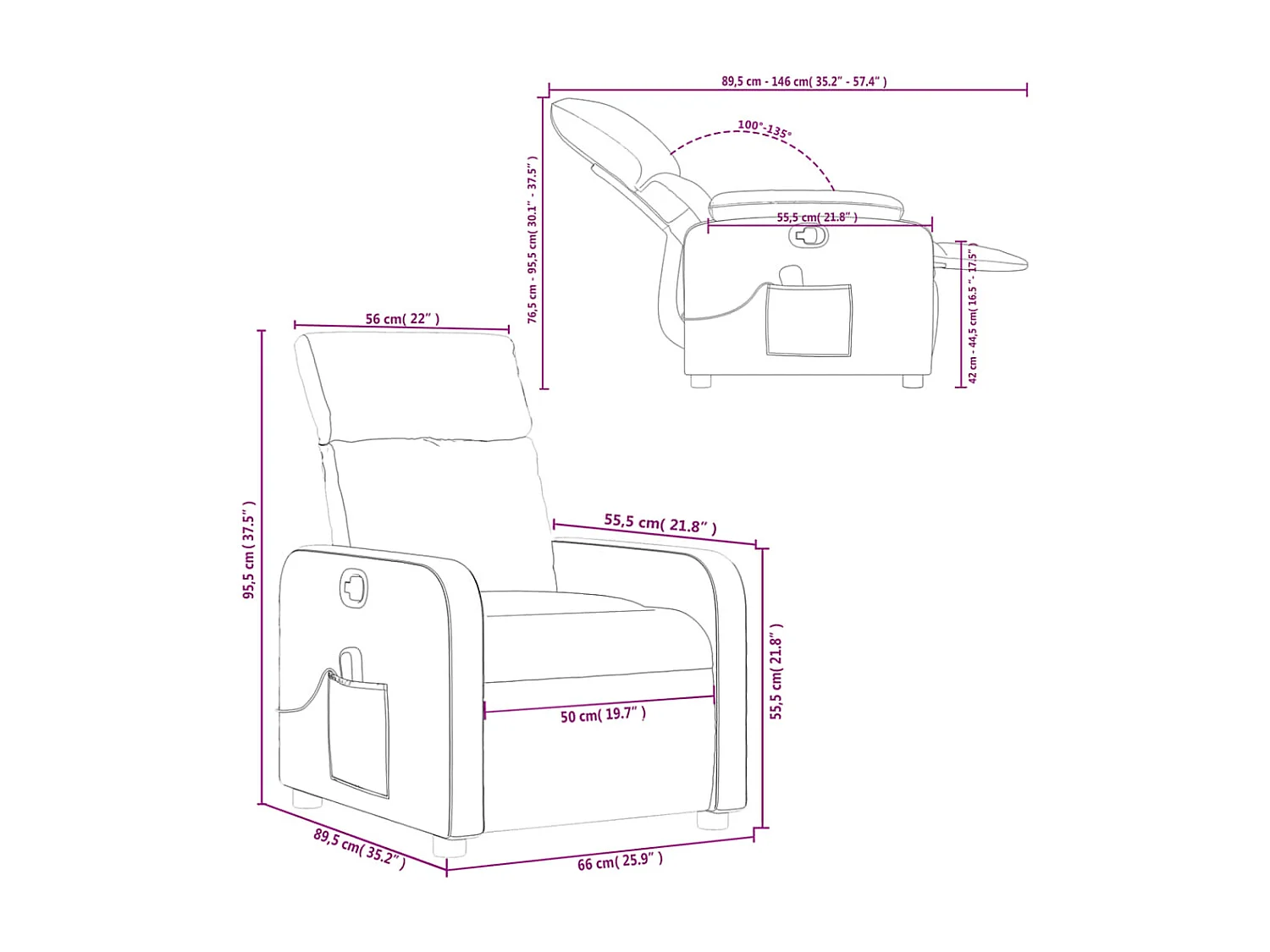 Fauteuil inclinable de massage Crème Similicuir