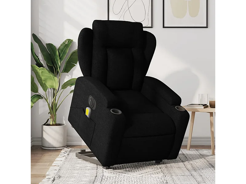 Fauteuil inclinable de massage électrique Noir Tissu
