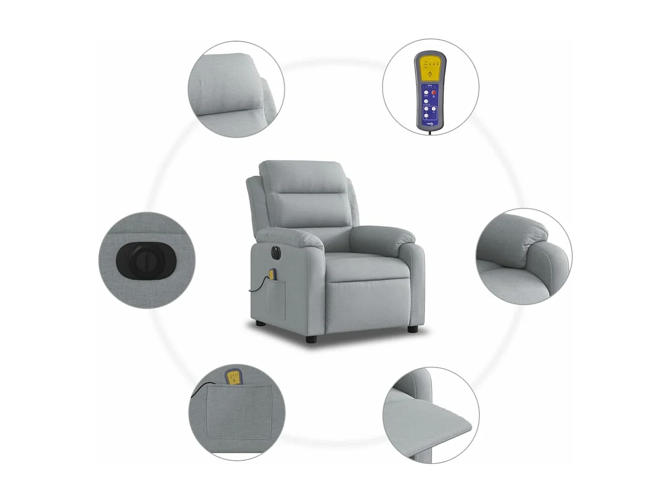 Sillón reclinable de masaje eléctrico tela gris claro