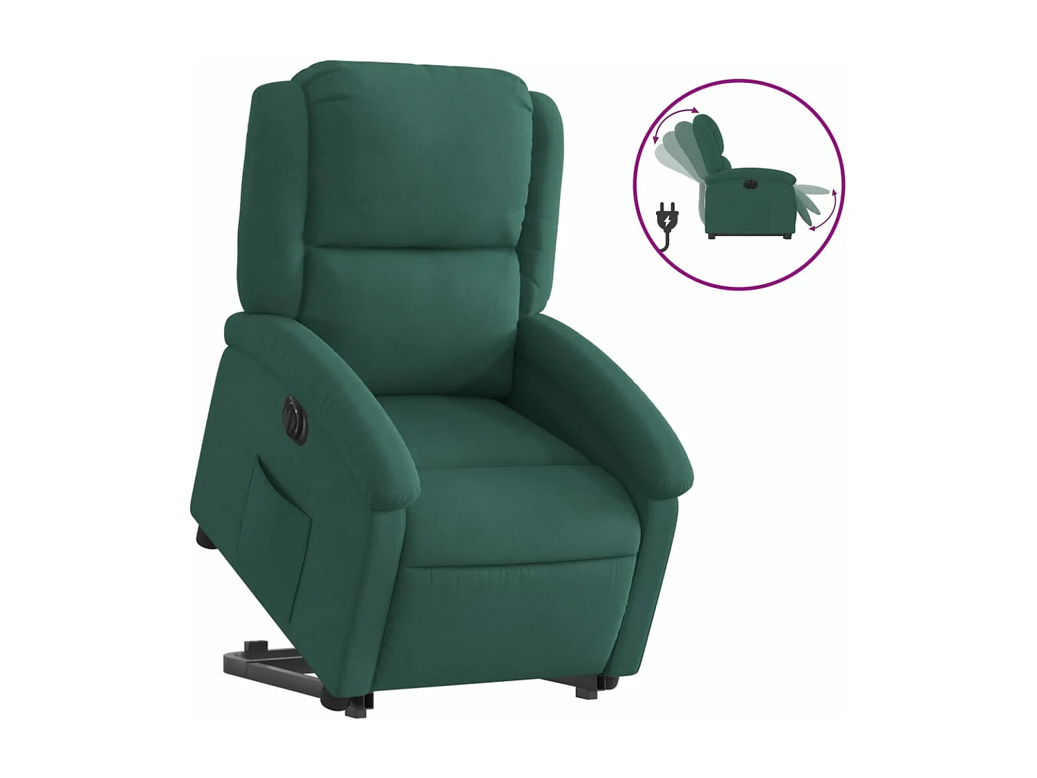 Fauteuil inclinable électrique vert foncé velours