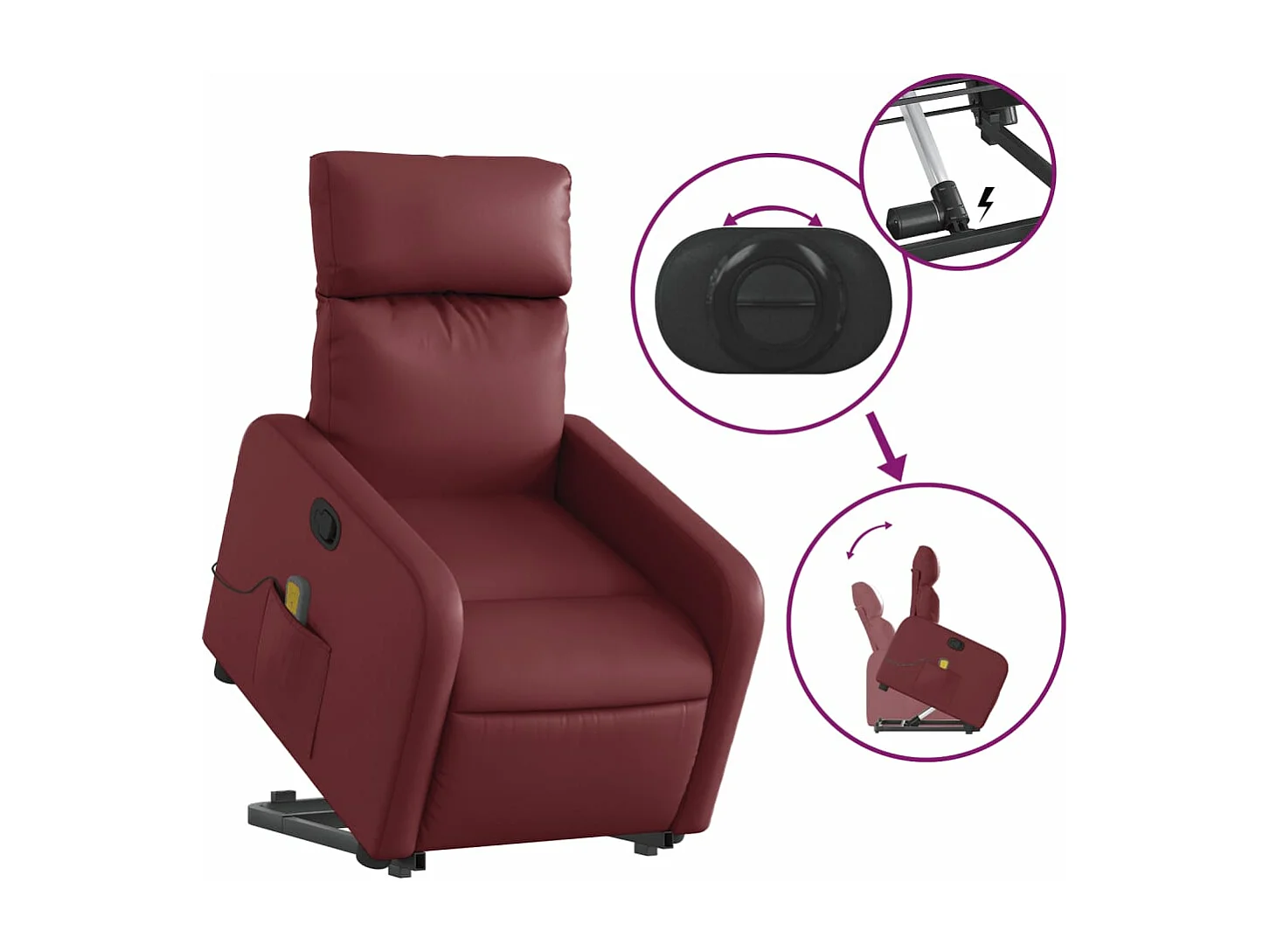 Fauteuil inclinable de massage Rouge bordeaux Similicuir