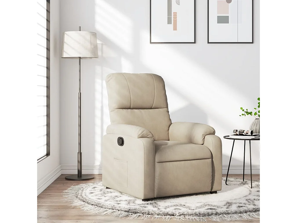 Fauteuil inclinable crème tissu microfibre