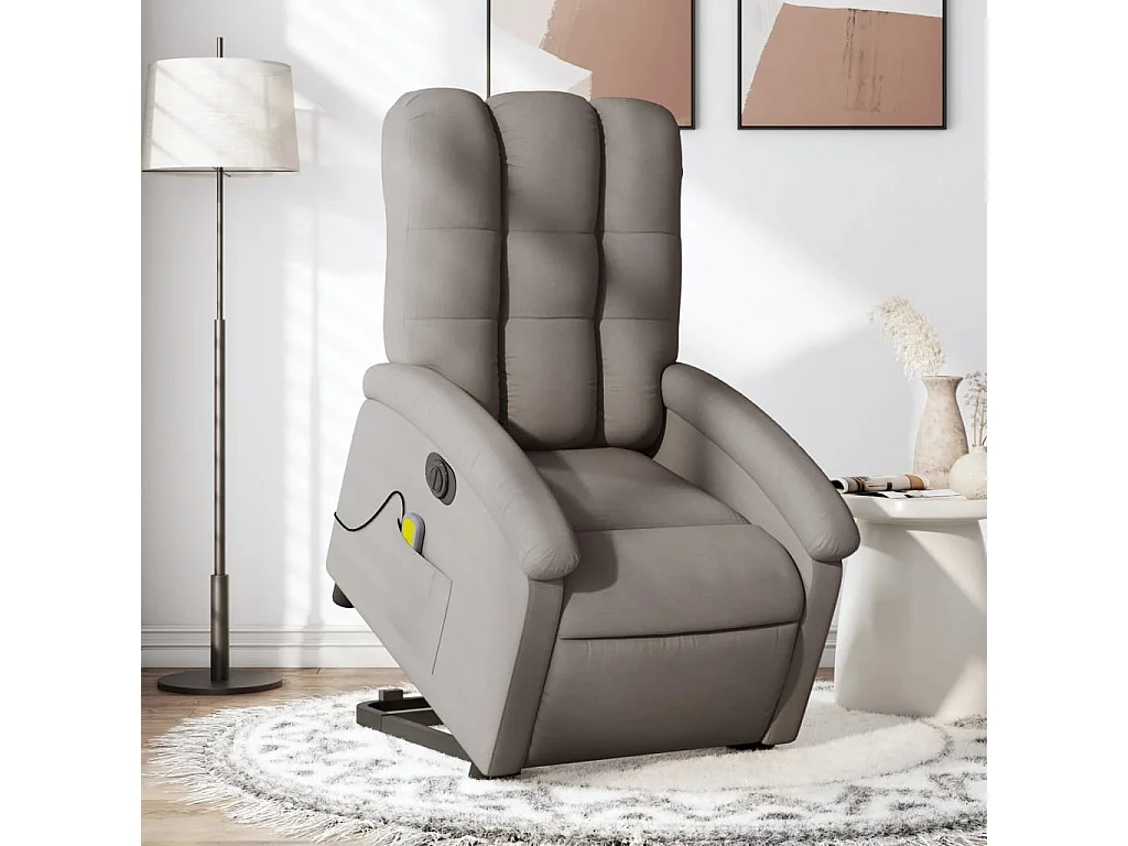 Fauteuil inclinable de massage électrique Taupe Tissu