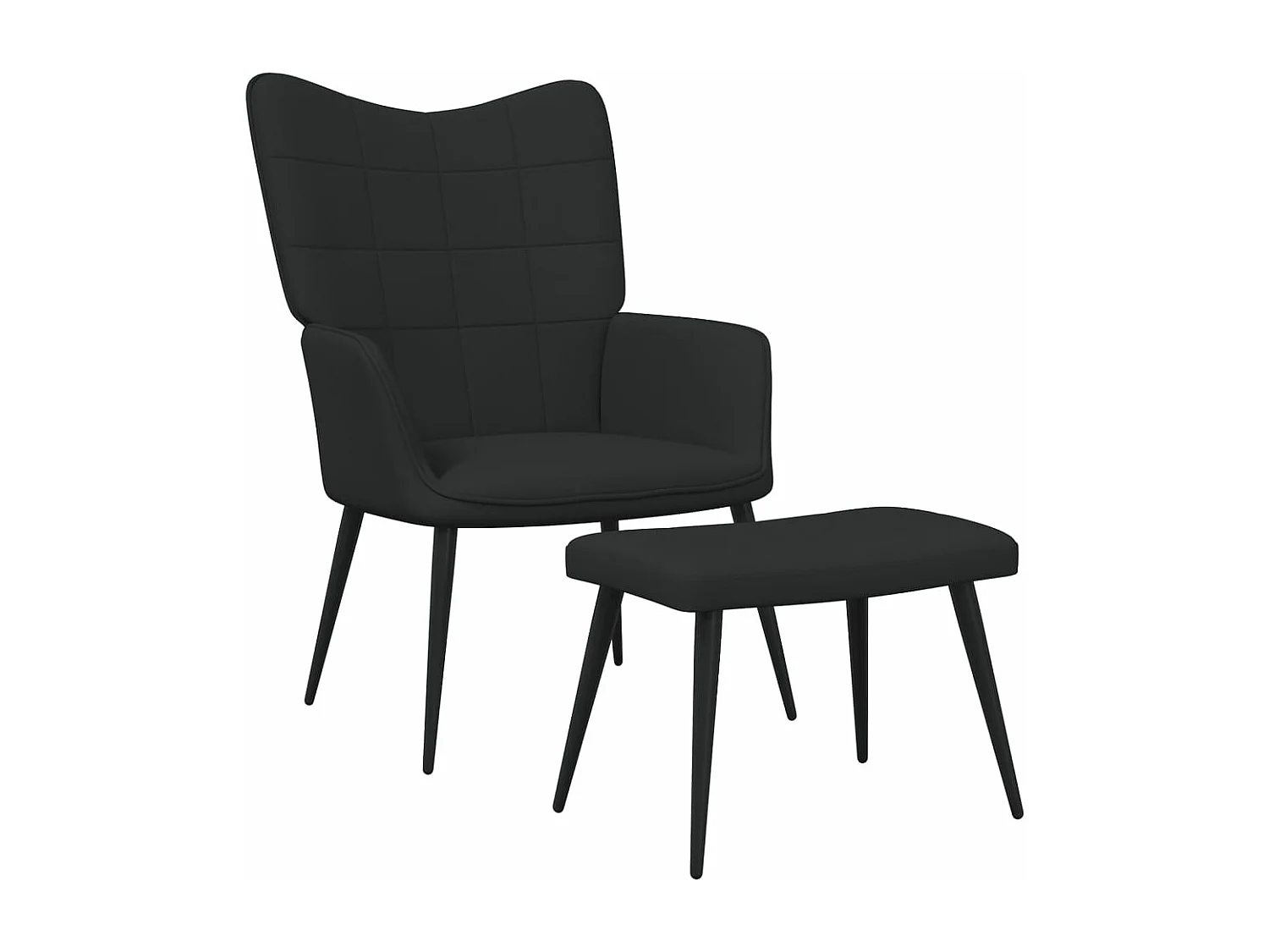 Relaxsessel mit Hocker Schwarz Stoff
