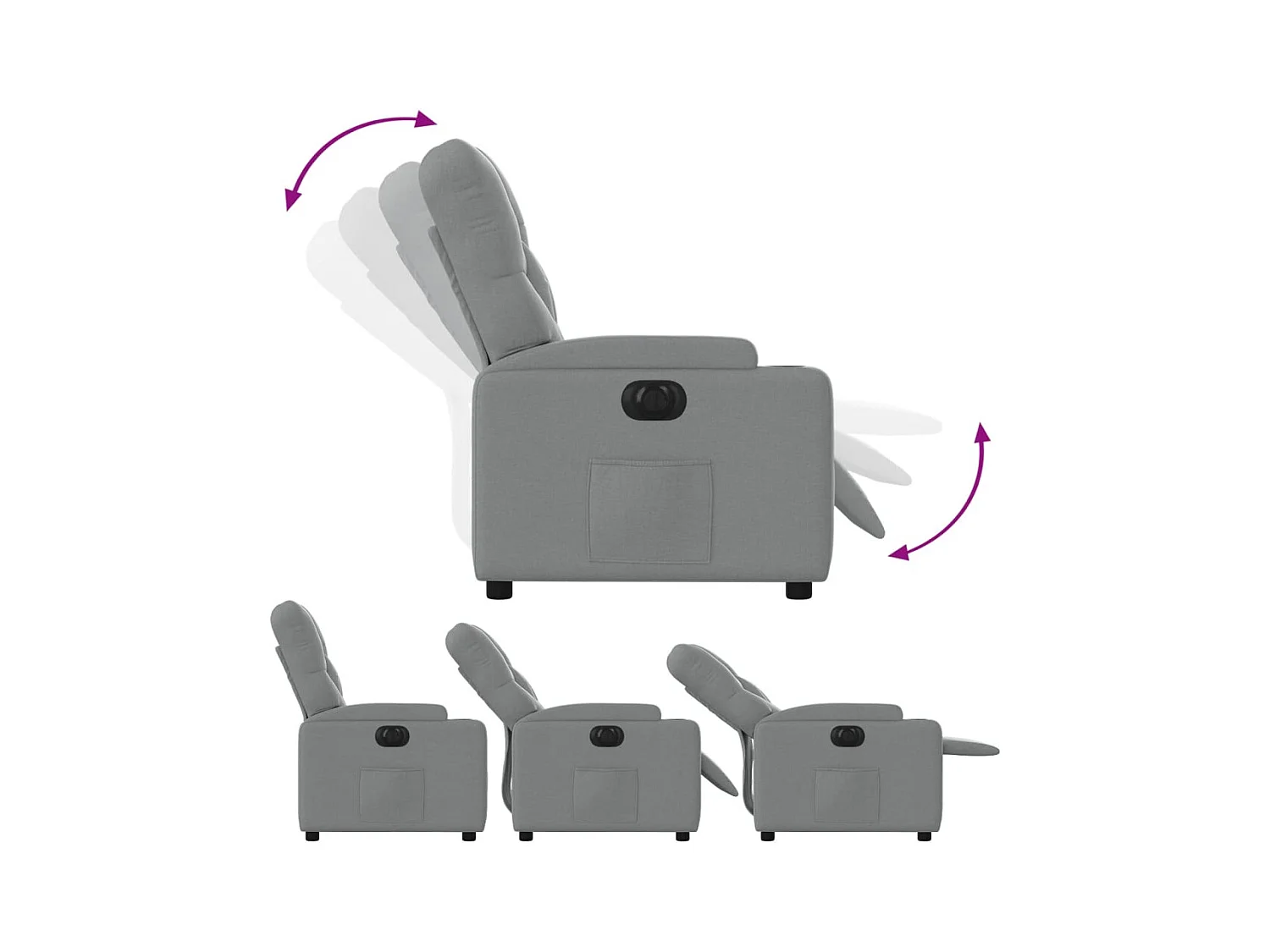 Fauteuil inclinable électrique Gris clair Tissu