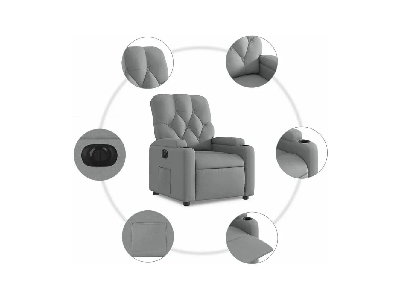 Fauteuil inclinable électrique Gris clair Tissu
