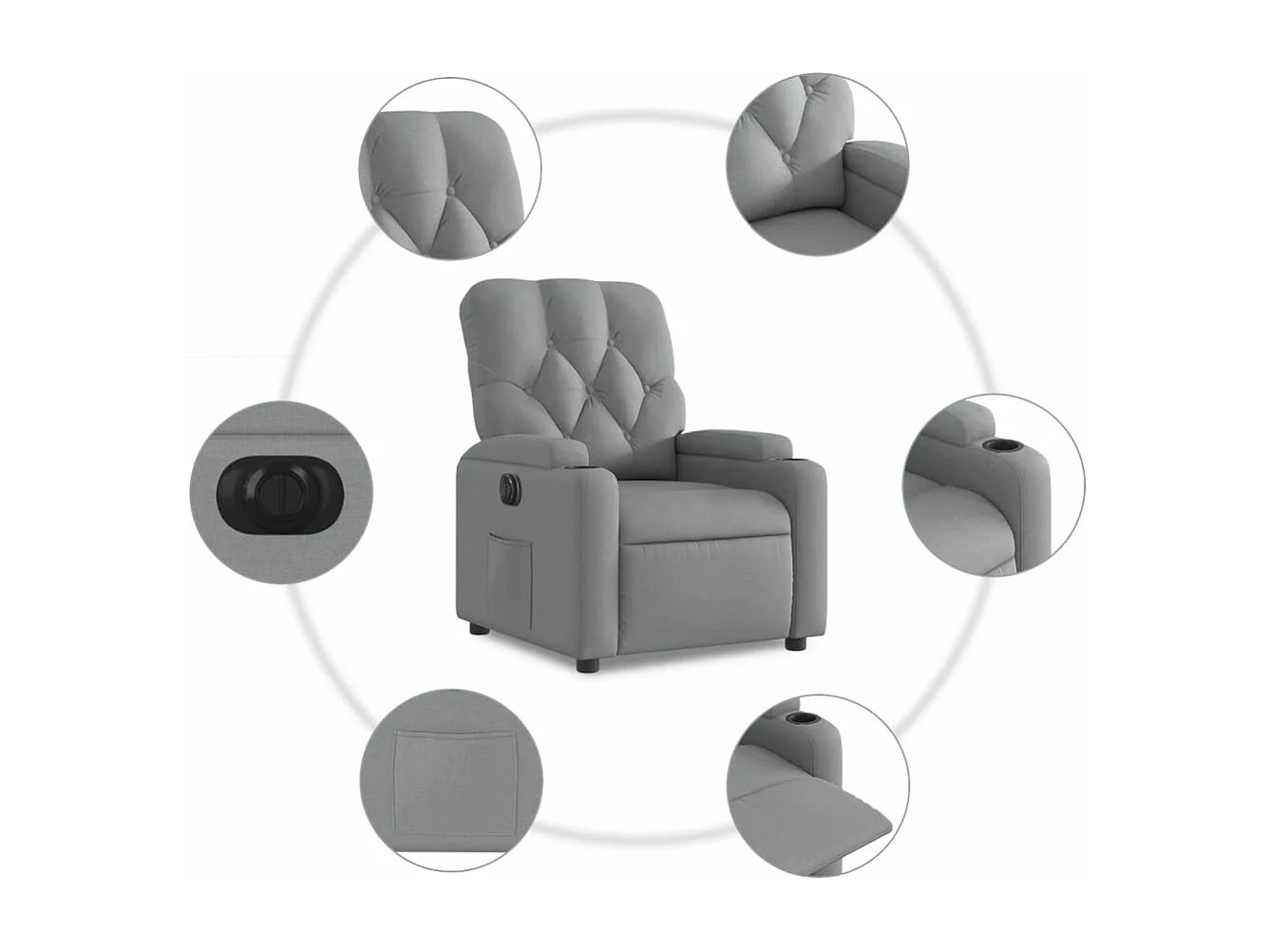Fauteuil inclinable électrique Gris clair Tissu