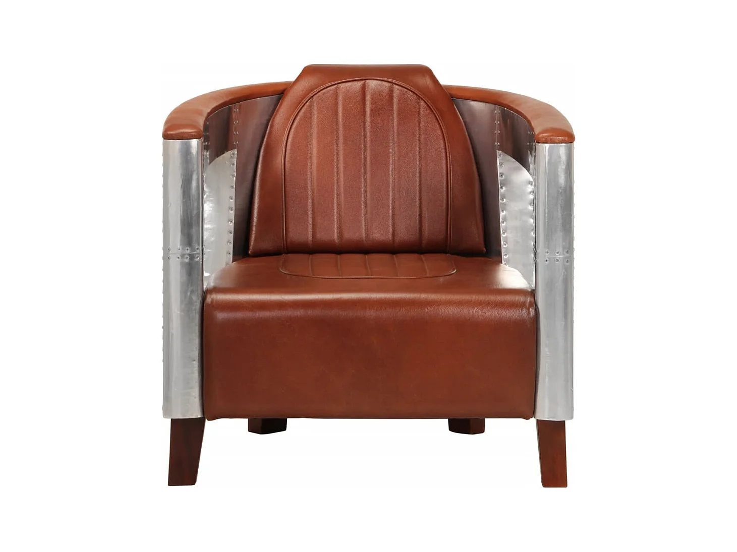 Fauteuil en style d'aviation marron cuir véritable