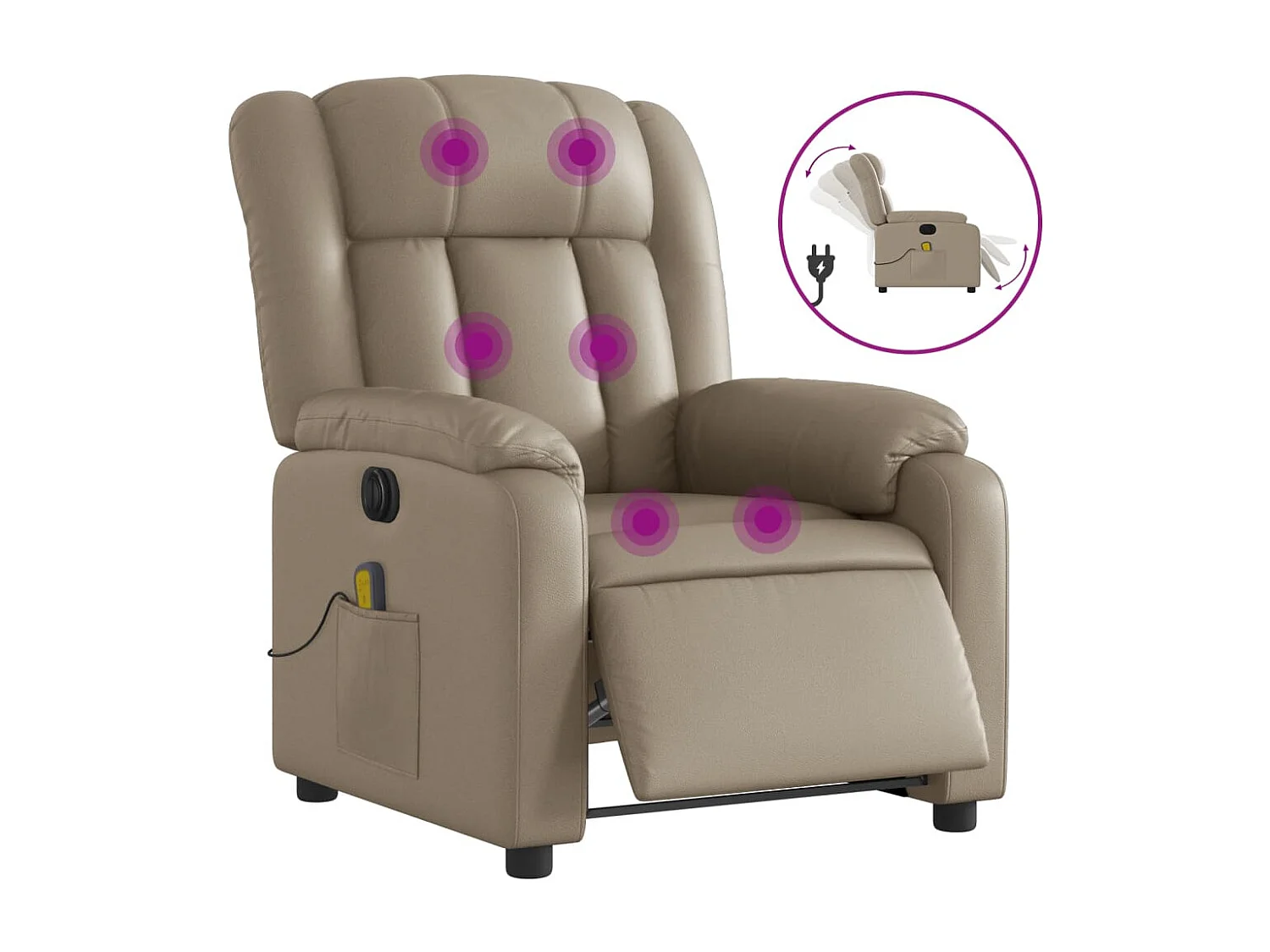 Fauteuil de massage inclinable électrique cappuccino similicuir