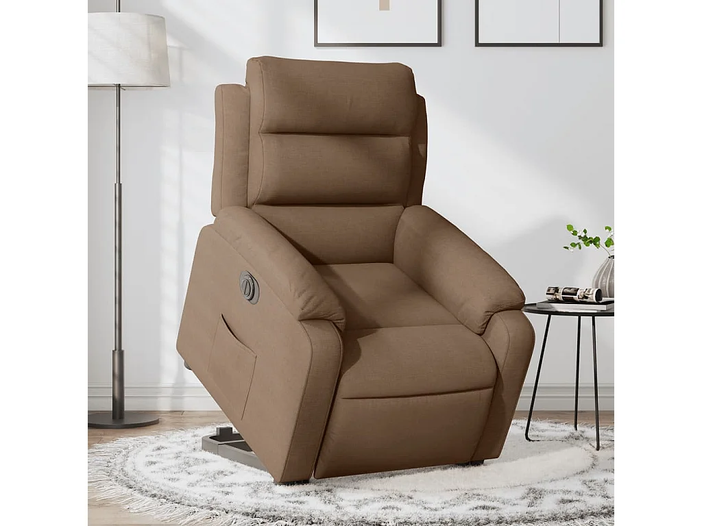 Fauteuil inclinable électrique marron tissu
