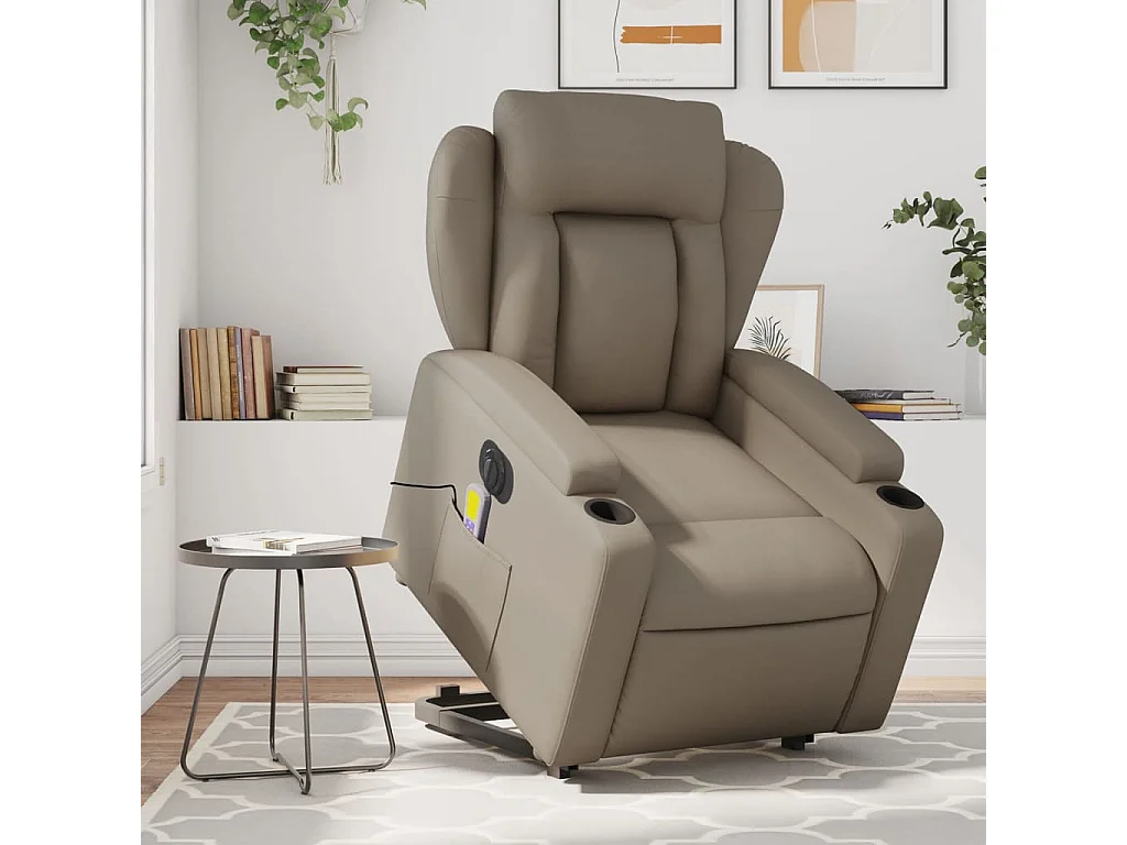 Sillón reclinable de masaje eléctrico cuero sintético capuchino