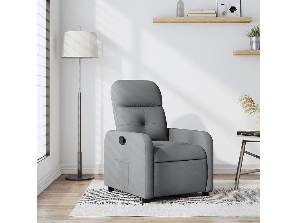 Sillón reclinable de tela gris claro