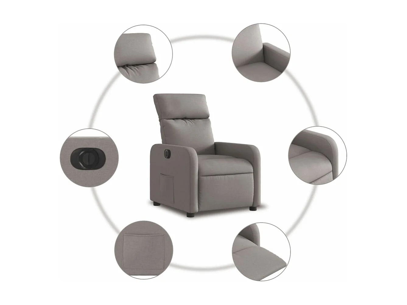 Fauteuil inclinable électrique Taupe Tissu
