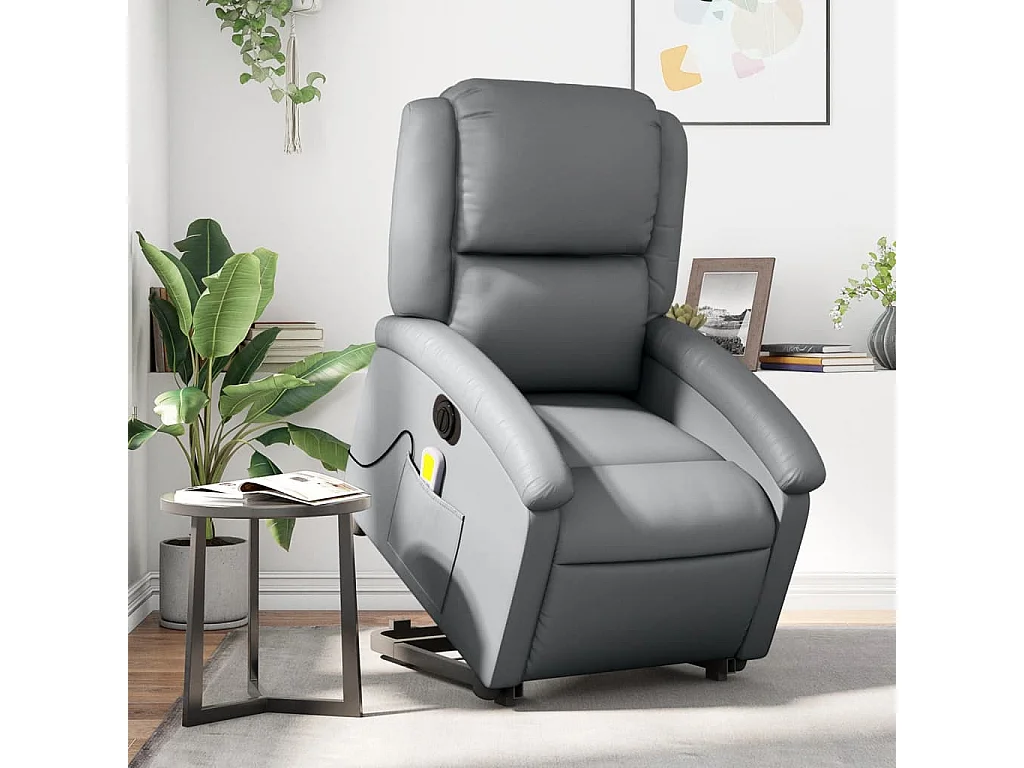 Fauteuil inclinable de massage électrique gris similicuir
